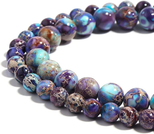 youngbling natural gemstone beads for jewelry making,10mm sea blue imperial jasper polished round smooth stone beads,genuine real stone beads for bracelet necklace 15 inch
