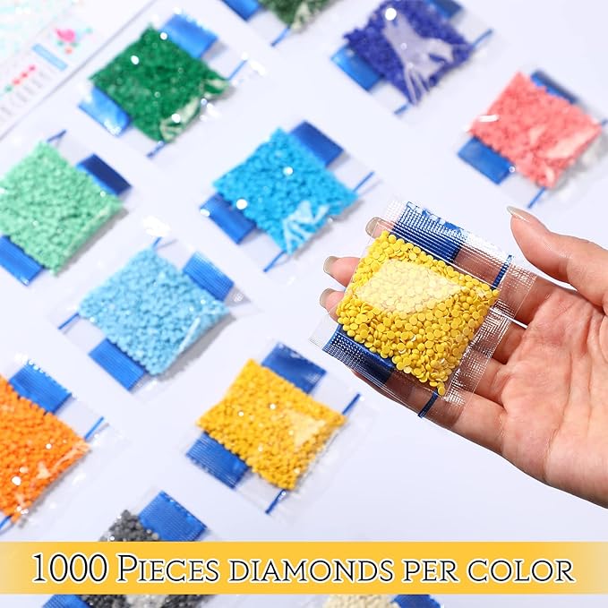 60000 Pcs 60 Color Rhinestones Diamond Painting Beads Flat Bottom Round Resin Beads Art Replacement Diamonds for DIY Craft Diamond Painting Accessories(Bright Color)