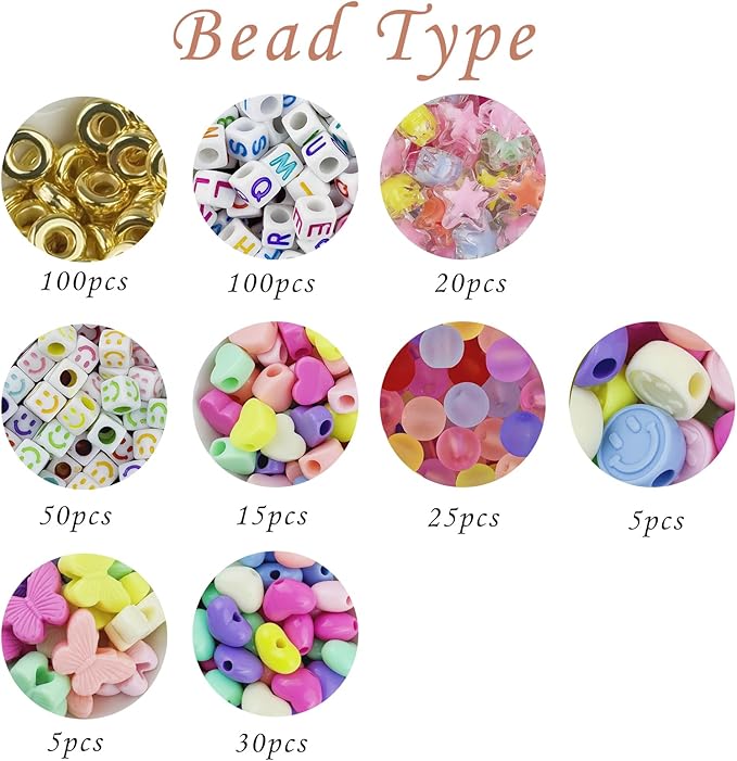 358/450 Pcs Acrylic Beads Jewelry Making Kit with Charms, Keychain Supplies for DIY Bag Charm, Keychain Making Gifts