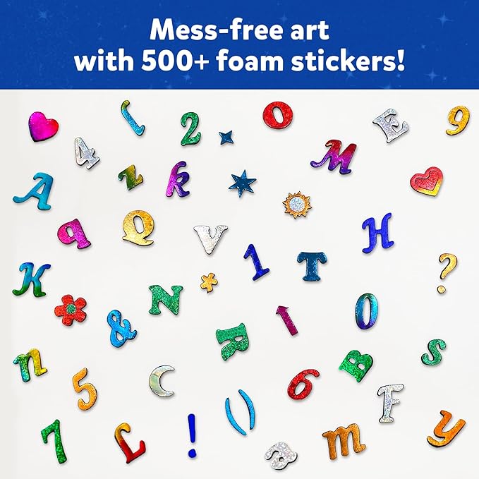 skillmatics foil fun - letter & number stickers, mess-free art, project kits, diy colorful creative activity, gifts for ages 5, 6, 7, 8, 9, and up