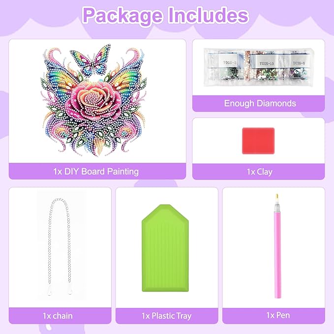 TOSTOG Flower Diamond Art Hanging Kits for Adults, Butterfly Diamond Painting for Adults Window Pendant, Special Shape Diamonds Diamond Painting Hanging Pendant Kit for Decor Gift