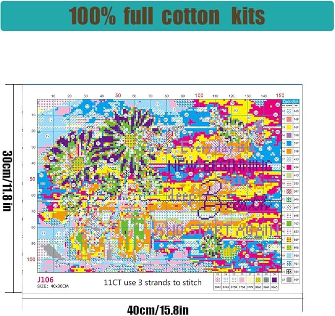Daisy Stamped Cross Stitch Kits - Inspirational Flower Counted Cross Stitch Kits for Beginners Adults Needlepoint Cross-Stitch Patterns Dimensions Needlecrafts Embroidery Kits Arts and Crafts