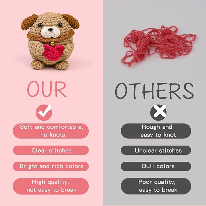 UzecPk Crochet Kit for Beginners, Crochet Kit Cotton-Nylon Blend Yarn Include Videos Tutorials Dog Crochet Set for Starters Adult Crochet Animals Kits with Enough Yarn and Accessories