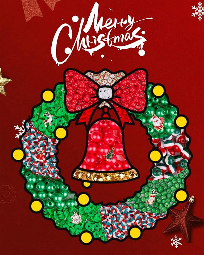Goldwise Christmas Friendship Bracelet Kit, Xmas Beads and Letter Beads (A-Z) for Jewelry Making, Varieties of Charms for Bracelets，DIY Christmas Crafts for Gifts