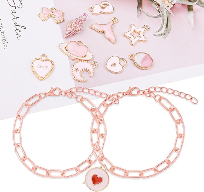 20pcs Chain Bracelets Kit Alloy Link with Lobster Clasps for Christmas DIY Women Jewelry Findings Bracelet Making (Rose Gold)