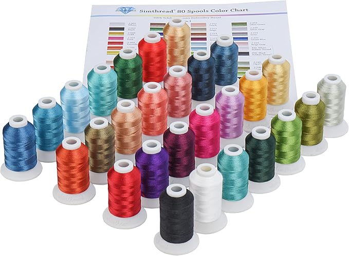 28 Assorted Colors Embroidery Machine Thread with 28 Thread Holder, 500M (550Y) Each Bobbin Polyester Embroidery Threads Kit and Spool Huggers for Sewing & Embroidery Machine- Janome Series 2