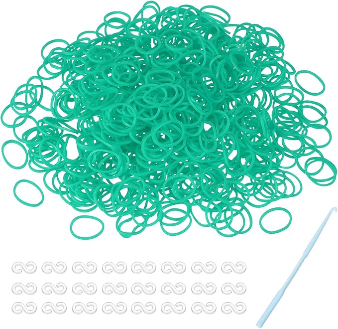 MECCANIXITY 600 Pcs Loom Rubber Bands Kit with 25 Pcs S-Clips 1-Hook Rubber Bands Refill Bracelet Making Kits for Weaving DIY Handcrafts Gift, Light Green
