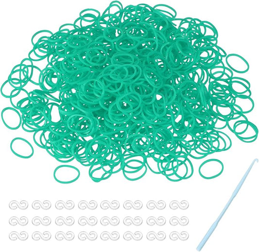 MECCANIXITY 600 Pcs Loom Rubber Bands Kit with 25 Pcs S-Clips 1-Hook Rubber Bands Refill Bracelet Making Kits for Weaving DIY Handcrafts Gift, Light Green