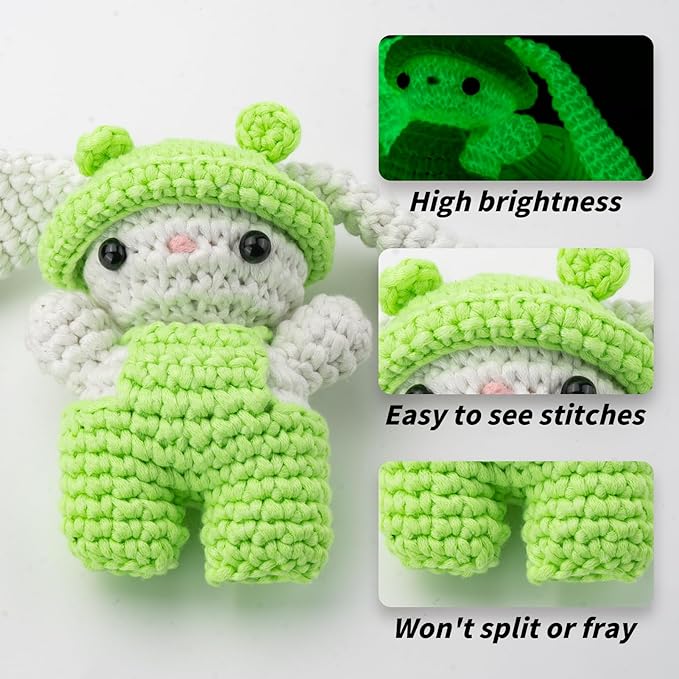 120g Glow in The Dark Yarn for Crocheting and Knitting; 120m(144yds) Yarn for Beginners with Easy-to-See Stitches; Worsted-Weight Medium #4; Yarn for Beginners Crochet Kit Making