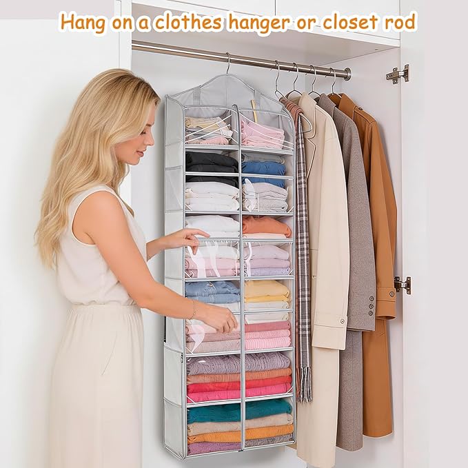 MYBAGZING Hanging Yarn Storage Organizer with Zipper Pockets, 6 Tiers Over the Door & Closet Yarn Holder, Large Crochet & Knitting Organizer with Side Pockets for Hooks, Needles & Accessories