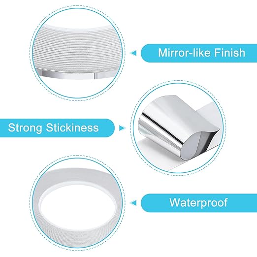 uxcell Metallic Tape, 0.19 in x 164 ft Self Adhesive Metalized Polyester Film Tape Waterproof Shiny Washi Tape for Walls Graphic Arts Gifts Wrapping Crafts Decoration, Gloss Silver, 2 Pcs