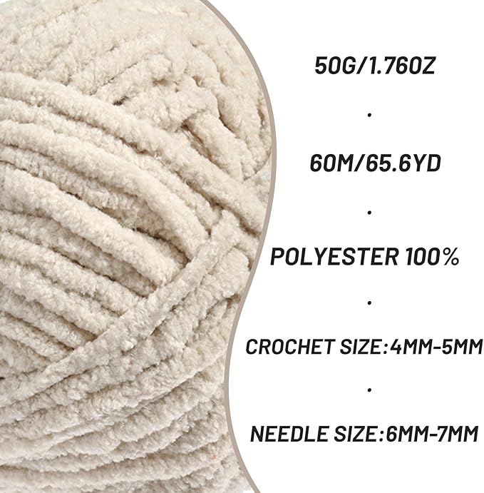 4 Pack Fluffy Velvet Yarn for Crocheting，Baby Blanket Yarn for Crocheting Soft，200g(262.4yds) Amigurumi Yarns，Plush Chenille Crochet Yarns，Puzzle Yarn for Crochet Weaving Craft(4 Light Khaki)