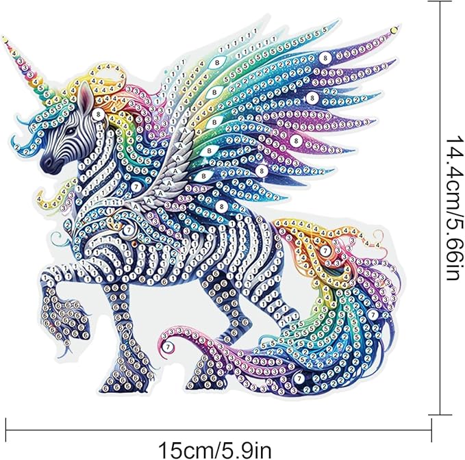 AiYuanzsh Unicorn Horse Diamond Painting Hanging Kit, 5D Special Shaped Rhinestones Acrylic Suncatcher DIY Diamond Art Kit for Adults, Rainbow Wings Ornament for Wall, Window, or Garden Decor