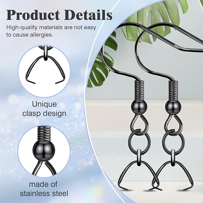 earring hooks 50pcs/25pairs, stainless steel ear wires fish hooks, hypo-allergenic jewelry findings parts for diy jewelry making