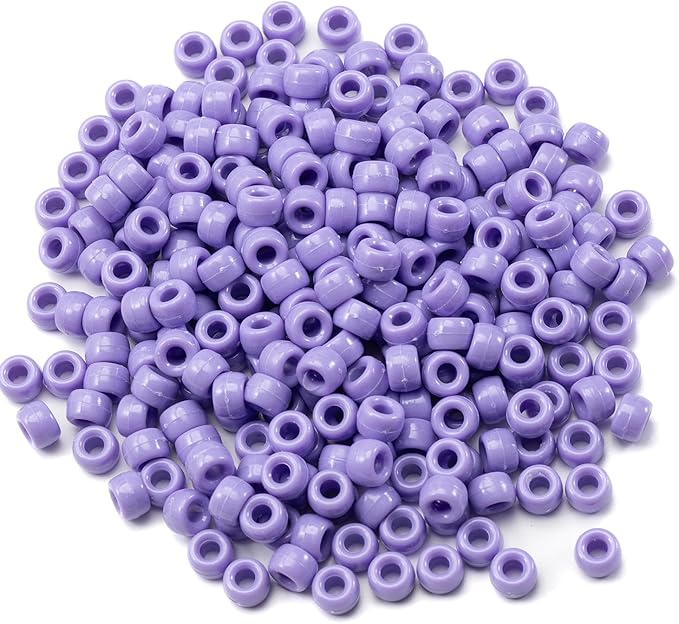 Gxueshan 1000 Pcs Acrylic Plastic White Pony Beads 6x9mm Bulk Kandi Beads for Friendship Bracelet Necklace Jewelry Making Pens Hair Braiding Kit (Violet blue2)