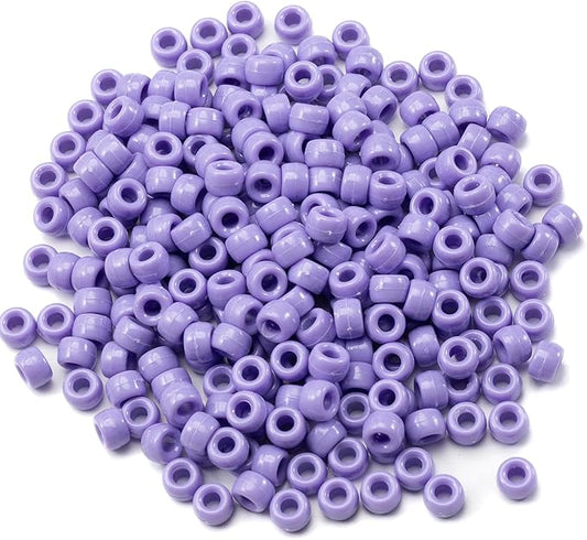 Gxueshan 1000 Pcs Acrylic Plastic White Pony Beads 6x9mm Bulk Kandi Beads for Friendship Bracelet Necklace Jewelry Making Pens Hair Braiding Kit (Violet blue2)