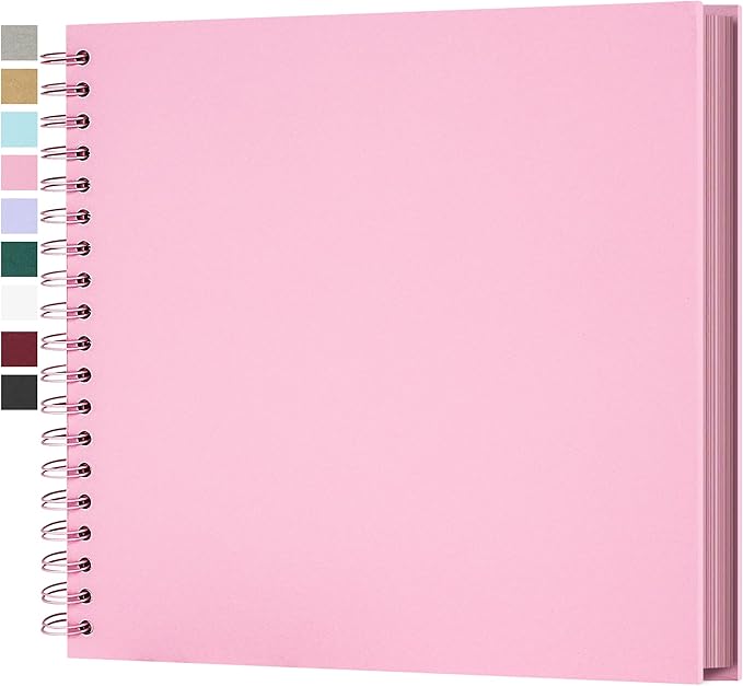 Yopih 10 x 10 Inch DIY Scrapbook Photo Album Hardcover Kraft Blank Page Acid-Free, 40 Pages (20 Sheets) Memory Book for Wedding Anniversaries Family Baby Memories Small Scrapbooking Projects, Pink