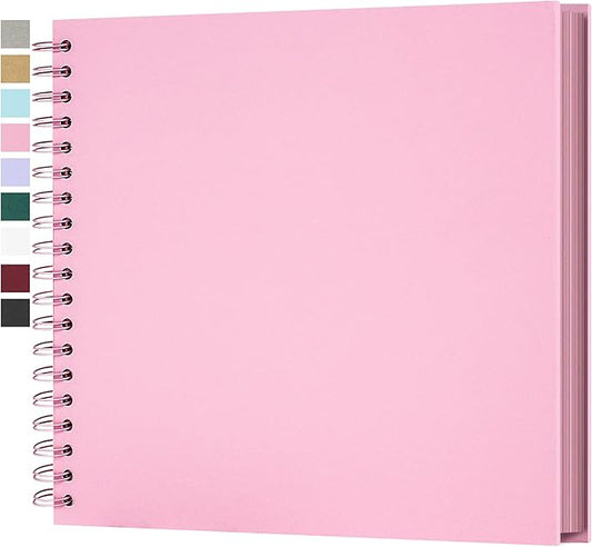 Yopih 10 x 10 Inch DIY Scrapbook Photo Album Hardcover Kraft Blank Page Acid-Free, 40 Pages (20 Sheets) Memory Book for Wedding Anniversaries Family Baby Memories Small Scrapbooking Projects, Pink