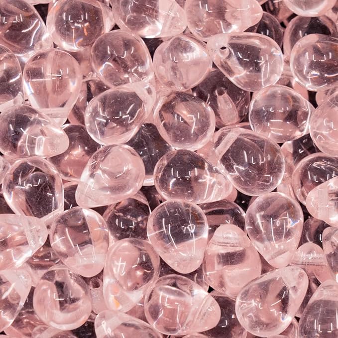 Czech 50-Piece Glass Beads, 6x9mm, Teardrop Light Pink Rosaline 70120