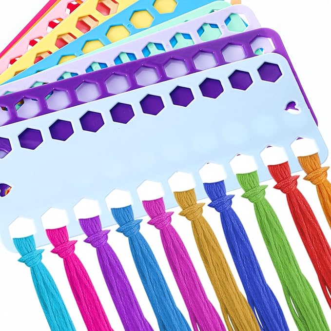 10PCS Embroidery Floss Organizer, Needlepoint Embroidery Thread Organizer Cross Stitch Supplies Plastic Sewing Threads Winding Plate Board Card Storage Tool (Mixcolor)
