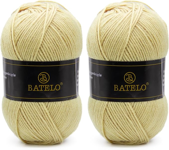 Crochet Acrylic Yarn Beige 560 Yards, 2 Pack 150g/5.3oz Each, 3 Light Worsted Yarn for Crocheting & Knitting