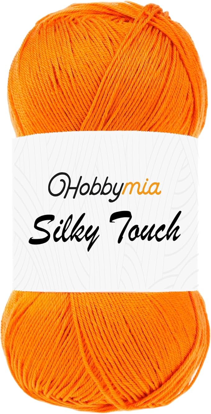 Silky Touch Acrylic Yarn - Soft Sport Weight Yarn for Crochet & Knitting - 100g / 383yds - 100% Microfiber Acrylic - Lightweight Fine Smooth Yarn(Orange - Orange, 1 Skein)