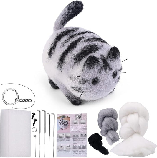 QMNNMA Needle Felting Starter Kit, Animals Needle Felting Set, DIY Wool Felt Materials Set with Felting Tool and Instruction for Needle Felting Craft Project and DIY Handmade