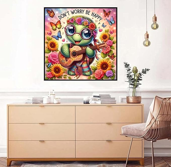 Axquilon Turtle Diamond Art Kits for Adults, 5D Diamond Painting Kits for Adults, DIY Full Round Drill Gem Art for Wall Home Decor Craft 14X14 Inch