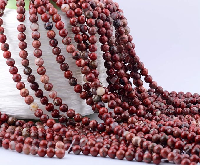 Natural Stone Beads 100pcs 8mm Round Red Jasper Genuine Real Stone Beading Loose Gemstone Hole Size 1mm DIY Charm Smooth Beads for Bracelet Necklace Earrings Jewelry Making (Red Jasper)