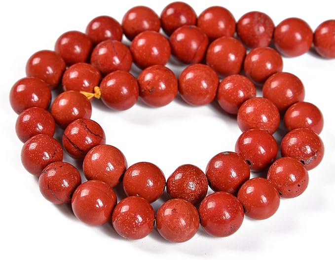 36pcs 10mm Natural Red Jasper Gemstone Round Spacer Loose Stone Beads for Jewelry Making 15.5" 1 Strand (Red Jasper, 10mm 36Beads)