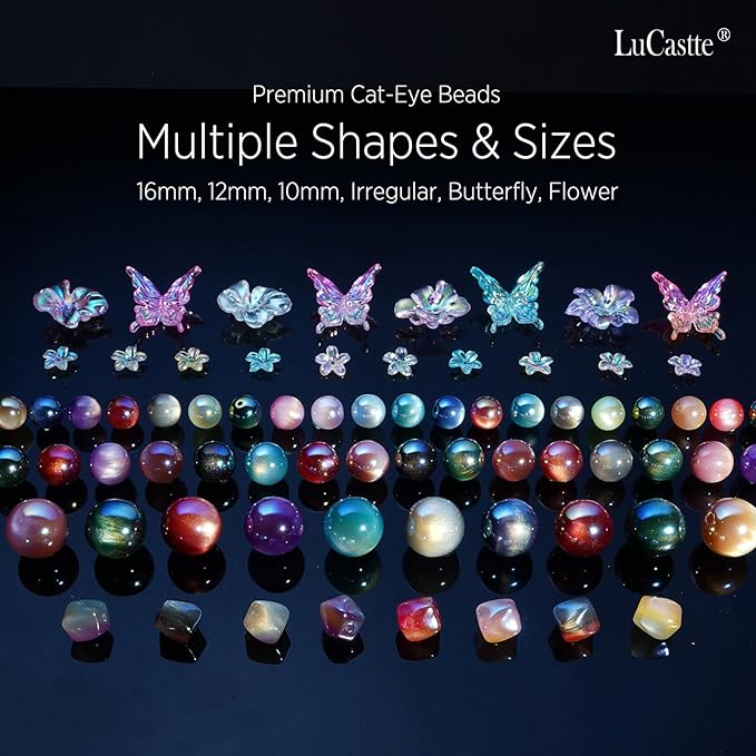 LuCastte Charm Bracelet Making Kit, Beads for Bracelets with Tools and Guide, Jewelry Making Supplies Premium Resin Cat Eye Beads Seed Beads, Galaxy Style Art Kit Gift Travel DIY