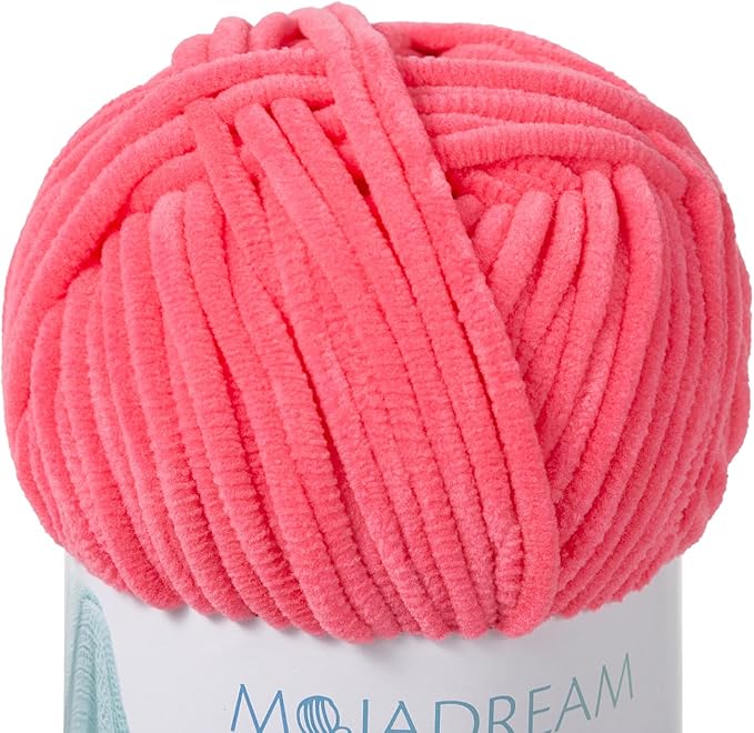 Marshmallow Yarn 3PCS 3.5oz Soft Chenille Yarn for Amigurumi Baby Blanket Yarn: No Shedding Soft Easy to Knitting and Crocheting Bulky 5# Yarn 3 Skeins of 100g (Rose)