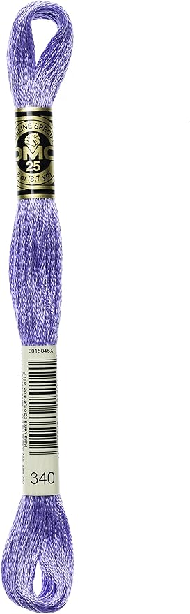 DMC 117-340 Mouline Stranded Cotton Six Strand Embroidery Floss Thread, Medium Blue Violet, 8.7-Yard