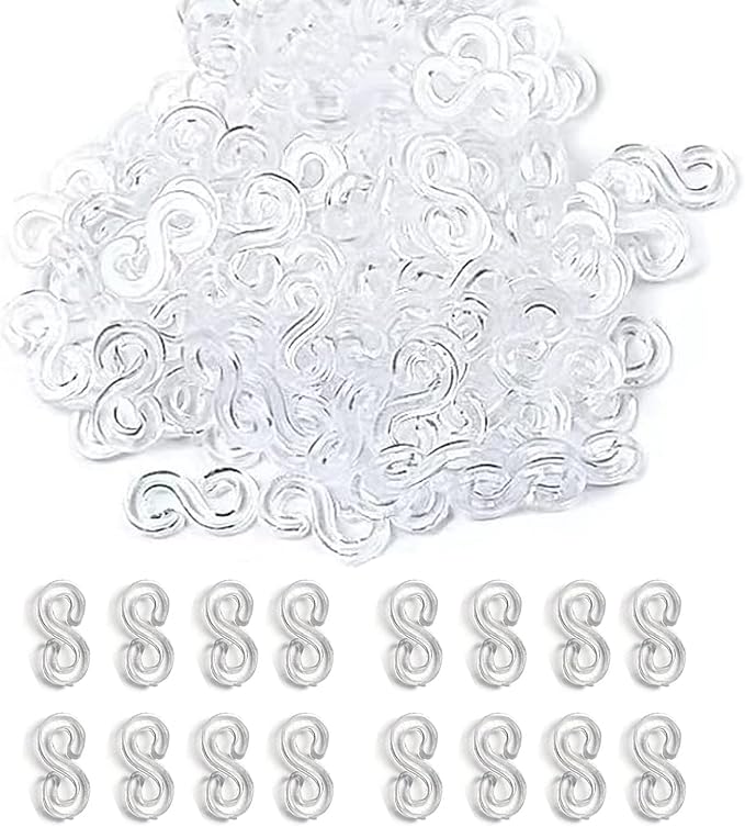 PUSNMI S Clips Rubber Band Clips 1000 Pieces Loom Rubber Band Clips Plastic Band Clips Connectors Refills Bracelet Kit Clip for Loom Bracelets DIY Making Refill Kit, Clear
