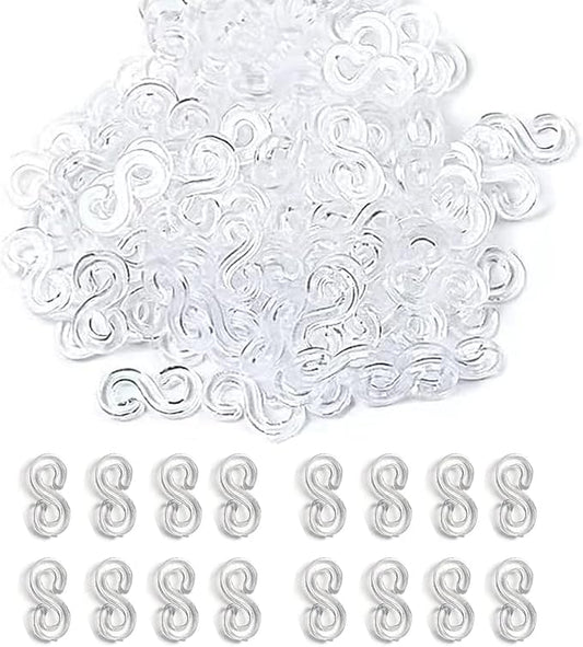 PUSNMI S Clips Rubber Band Clips 1000 Pieces Loom Rubber Band Clips Plastic Band Clips Connectors Refills Bracelet Kit Clip for Loom Bracelets DIY Making Refill Kit, Clear