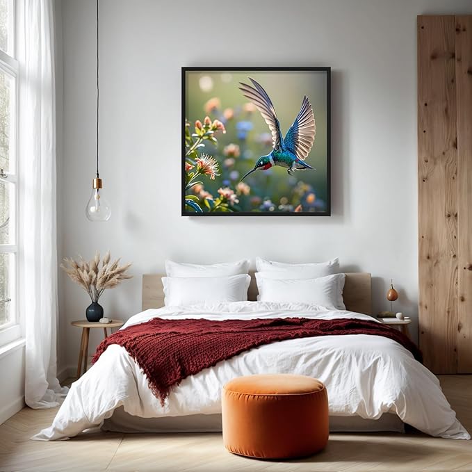 Hummingbird Diamond Art Kits for Adults Bird 5D Diamond Painting Kits for Beginners Full Round Drill Diamond Dots DIY Gem Art Crafts for Adults Home Wall Decor Hummingbird Gifts 13.78x13.78 Inch