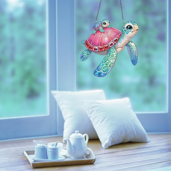 Muzagroo Art Diamond Art Kits for Adults, 5D Diamond Painting Kits for Beginners, DIY Special Shaped Diamonds Art Hanging Ornament for Windows 2 PCS Animals Diamond Pendant (Octopus)