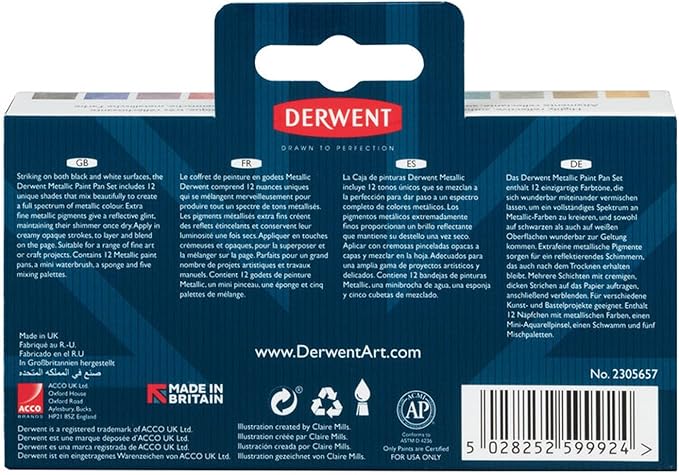 Derwent Metallic Paint 12 Pan Palette