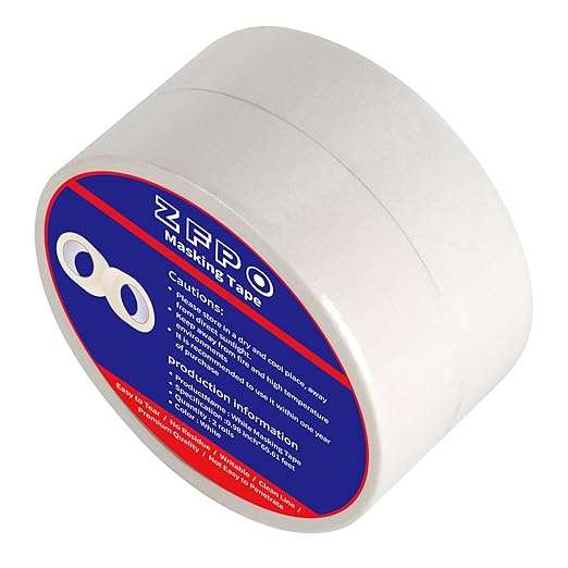 zfpo masking tape 2 pack universal white, 0.98" x 21.87 yards x 2 rolls for painting, home, office, school stationery, arts, crafts, etc