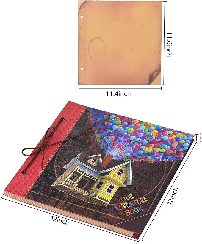 Our Adventure Book 12x12 Inch,Scrapbook Album Large Handmade Travel Scrapbook 60 Pages DIY Album for Anniversary,Wedding,Travelling,Writing,Baby,Friends,Family,Couple Gifts (12in-Up House)