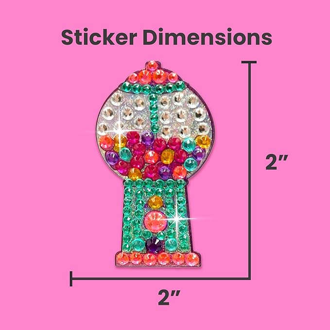 stickerbeans® rhinestone stickers - sweet tooth 4-pack, 2” x 2” unique sparkly cut-to-shape for collecting, trading, decorating laptops, phone cases, scrapbooks - kids, teens, adults