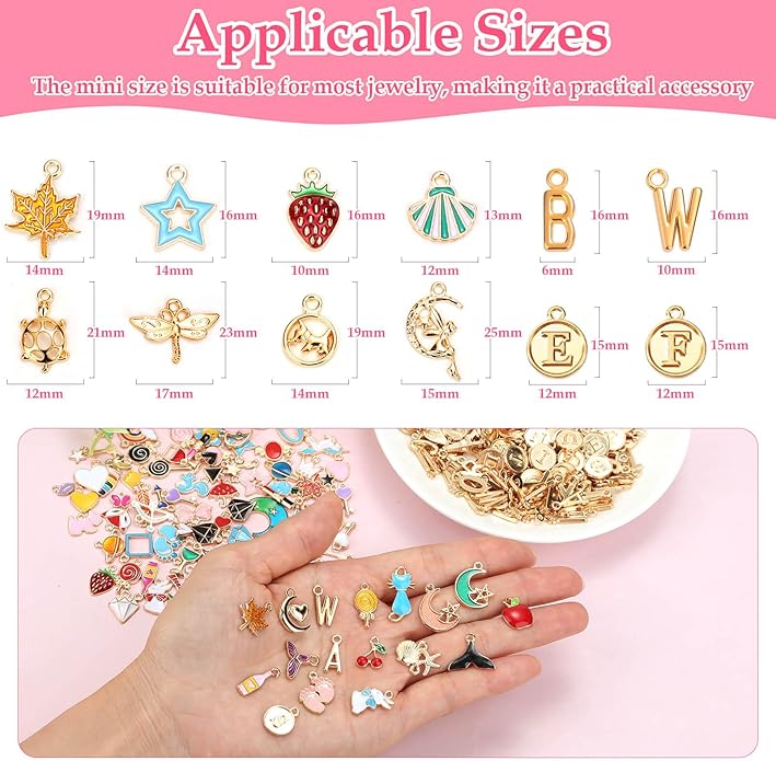 304Pcs Gold Charms for Jewelry Making, Assorted Bracelet Letter Charms for DIY Jewelry Making Necklace Bracelet, Keychains and Crafts