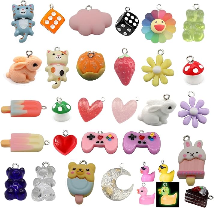 Resin Ice Cream Flower Dice Pendant Charms Colorful DIY Pendant Making Charm for Bracelet Necklace Earrings Keychain Craft