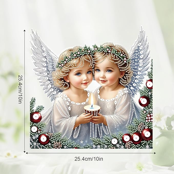 JZHYOAN Diamond Painting Art Hanging Kit Angel DIY Hanging Diamond Craft Pendant Acrylic pendant Ornaments Craft Kits Crystal Arts pendant Wind Chimes with Diamonds Art Window Pendants Craft for Adult