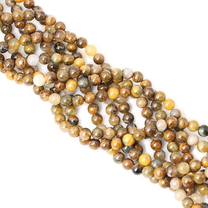 cheavian 45pcs 8mm natural golden pietersite gemstone round loose beads stone beads for jewelry making diy findings 1 strand 15"