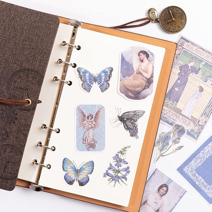 Alideco 200pcs Scrapbook Paper Kit Kawaii Vintage Botanical Flowers Scrapbook Supplies Pack Washi Bullet Journals Planners Collage Album Aesthetic Cottagecore