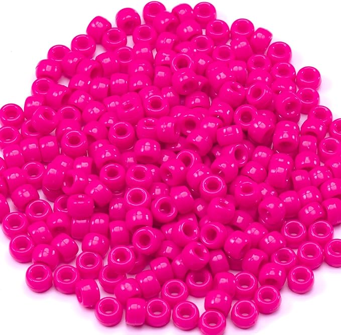 Gxueshan 1000 Pcs Acrylic Rose Red Pony Beads 6x9mm Bulk for Bracelet Necklace Jewelry Making Earring Hair Braiding