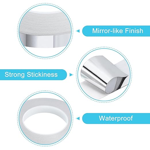 uxcell Metallic Tape, 0.59 in x 164 ft Self Adhesive Metalized Polyester Film Tape Waterproof Shiny Washi Tape for Walls Graphic Arts Gifts Wrapping Crafts Decoration, Gloss Silver