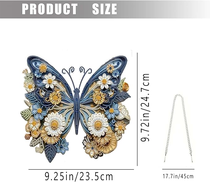 TSRUVYL Butterfly Diamond Art Painting Kit for Adults, 3D Hanging Diamond Art Suncatchers, Cute Diamond Art Painting Crafts Gift, DIY Special Shaped Gem Crystal Ornament(Blue-Butterfly)