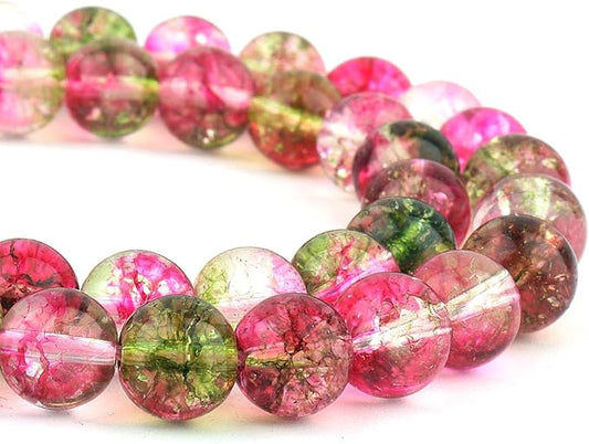Crystal Round Beads for Jewelry Making - 10mm Glass Beads for Bracelets(35-37pcs, Watermelon Crystal)